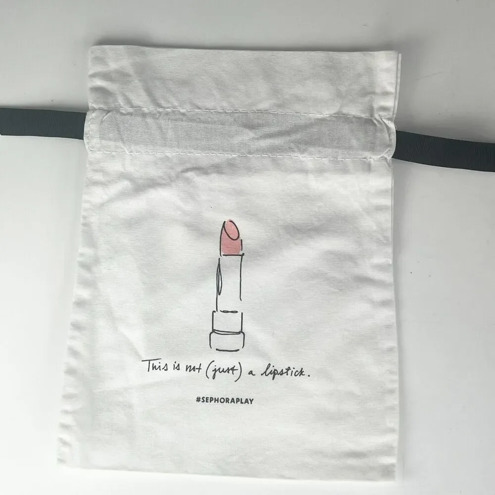 Sephora Not Just a Lipstick Drawstring Cloth MakeUp Delicates Travel Bag New